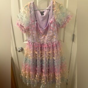 Hot topic Pastel Butterfly mesh puff sleeve dress
